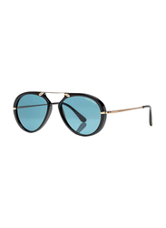 Tom Ford Full Rim Aviator Black Sunglasses Unisex, Blue Lens, FT-047301V53, 53/17/145
