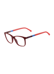 Lacoste Full-Rim Square Red Computer Glasses for Kids, with Blue Light Filter, Clear Lens, 8-13 Years, LA-L3618-615-48-BC, 48/15/130