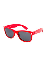 Polaroid Polarized Full Rim Rectangle Red Sunglasses for Boys, Grey Lens, PLD-P0115-33W46Y2, 46/17/130