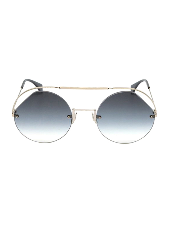 Fendi Half-Rim Round Silver Sunglasses for Women, Grey Gradient Lens, FN-0325/S-KB7569O, 56/23/140