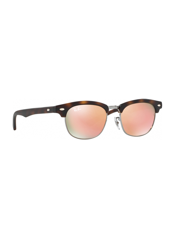 Ray-Ban Full Rim Clubmaster Havana Sunglasses for Kids, Pink/Silver Mirrored Lens, RJ9050S-70182Y, 45/16/125