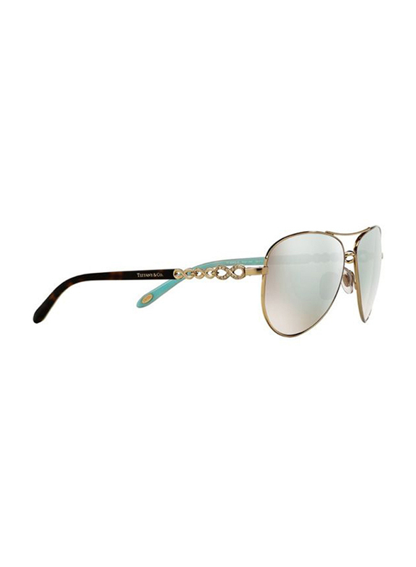 

Tiffany&Co Full Rim Aviator Dark Brown Sunglasses for Women, White Mirrored Lens, TF-3049B-609164, 58/12/140