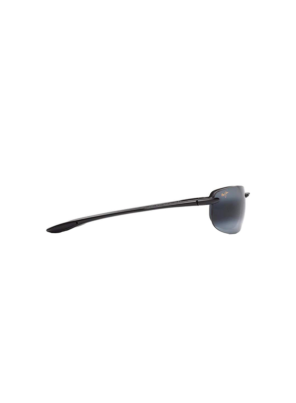 Maui Jim Polarized Half-Rim Rectangle Black Sunglasses Unisex, Grey Lens, MJ-407, 64/17/130