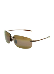 Maui Jim Polarized Rimless Rectangle Tortoise Sunglasses Unisex, Bronze Lens, MJ-H422, 63/13/127