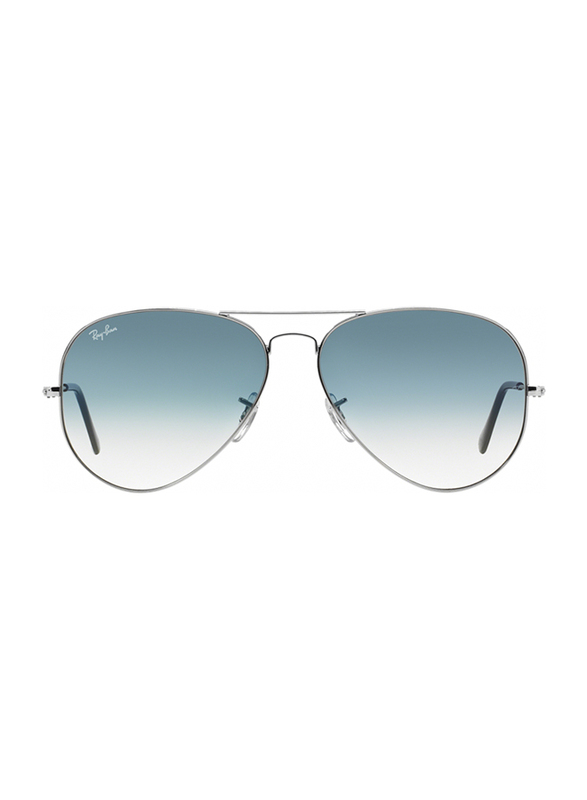 Ray-Ban Full Rim Aviator Silver Sunglasses Unisex, Light Blue Mirrored Lens, RB3025-003/3F, 58/14/140