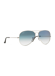 Ray-Ban Full Rim Aviator Silver Sunglasses Unisex, Light Blue Mirrored Lens, RB3025-003/3F, 58/14/140