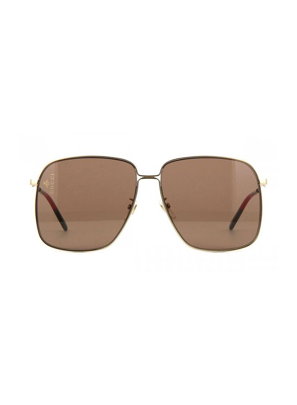 Gucci Full Rim Square Black/Gold Sunglasses for Women, Brown Lens, GU-0394/S-002, 61/14/145