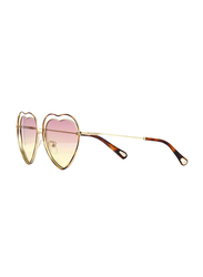 Chloe Full Rim Heart Silver Sunglasses for Women, Pink Lens, CL-CE131S-239, 61/16/140