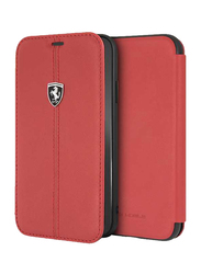 Ferrari Apple iPhone XR Heritage Book Type Genuine Leather Back Case, Red