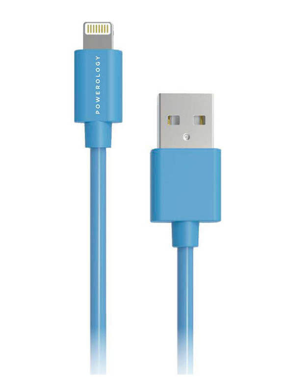 Powerology 1.2 Meter PVC Lightning Cable, USB A Male to Lightning for Apple Phone/Tablet, Blue