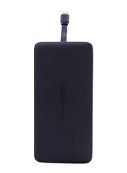 RAVPower 10000mAh Blade Series Power Bank with Built-In Lightning Cable, Black