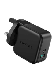Rav Power 2-Port PD Pioneer Wall Charger, 18W, Black