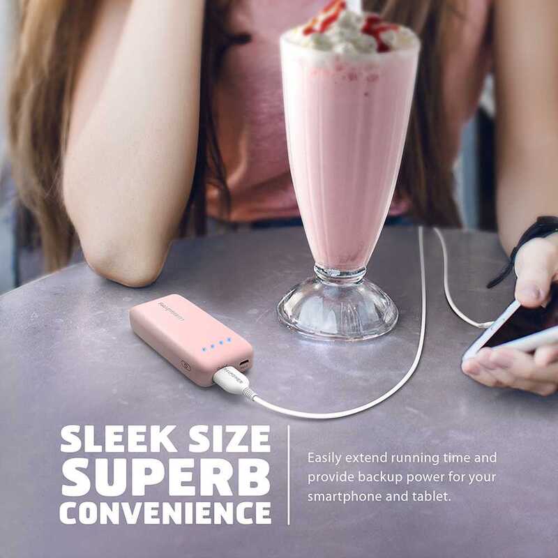 RAVPower 6700mAh Power Bank with iSmart 2.0 Technology, Pink
