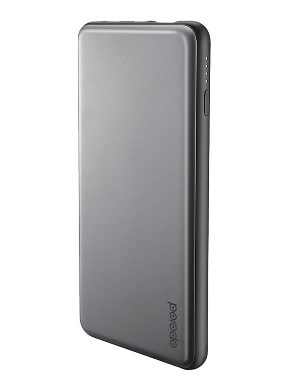 Porodo 10000mAh USB & Type-C Power Bank with Lightning Cable, Grey