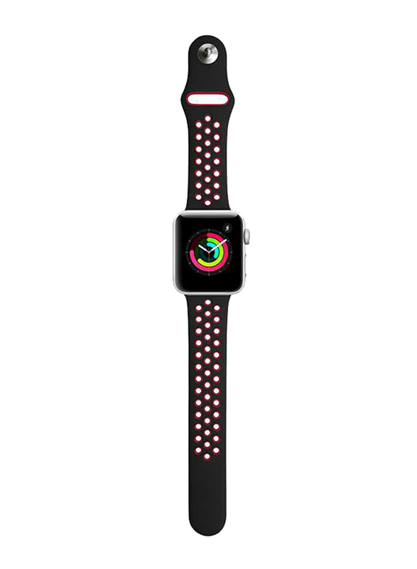 Porodo Apple Watch 44mm/42mm Nike Replacement Watch Band, Black/Red
