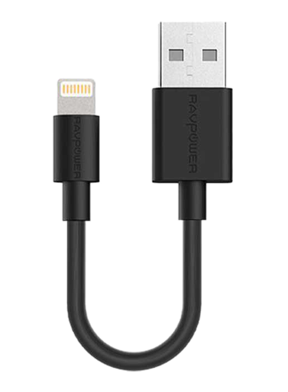 Rav Power 0.2-Meter Lightning Cable, USB A Male to Lightning for Apple iPod/iPhone/iPad, Black