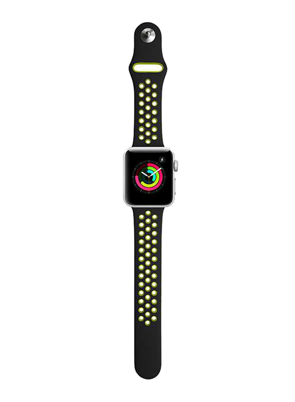Porodo Apple Watch 44mm/42mm Nike Replacement Watch Band, Black/Yellow