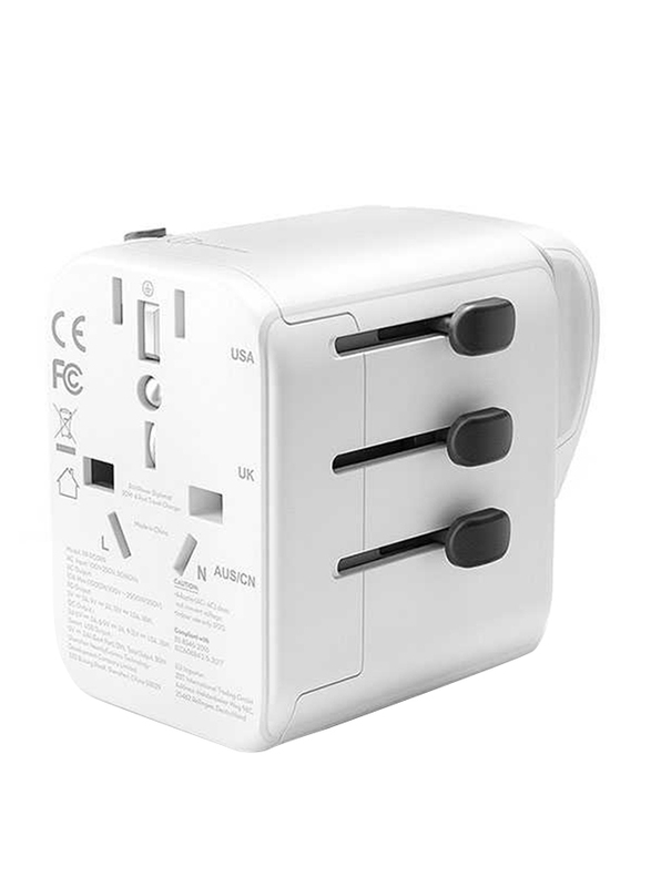 Rav Power UK/US/AU Universal 4 Port Travel Wall Charger, White