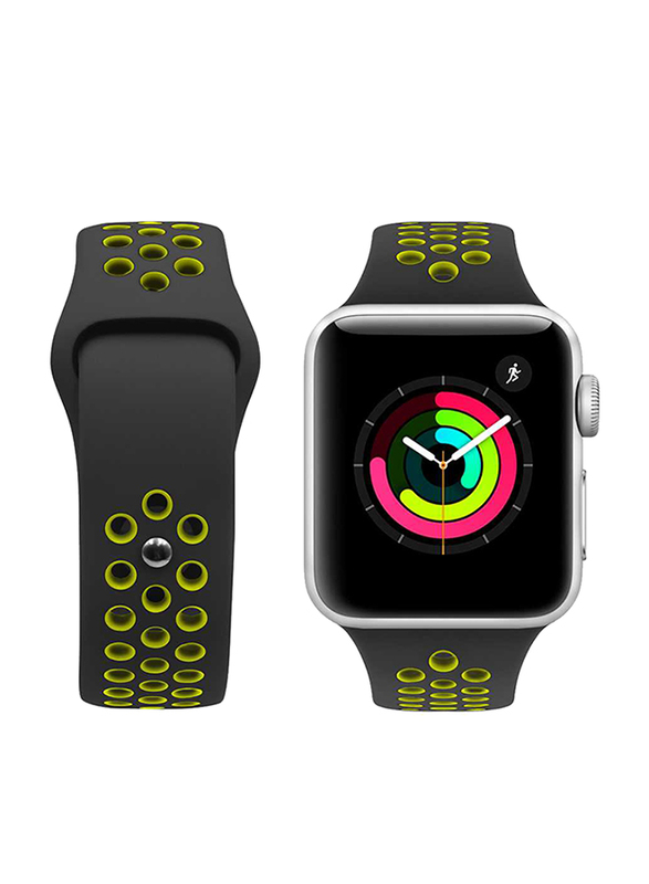Porodo Apple Watch 44mm/42mm Nike Replacement Watch Band, Black/Yellow