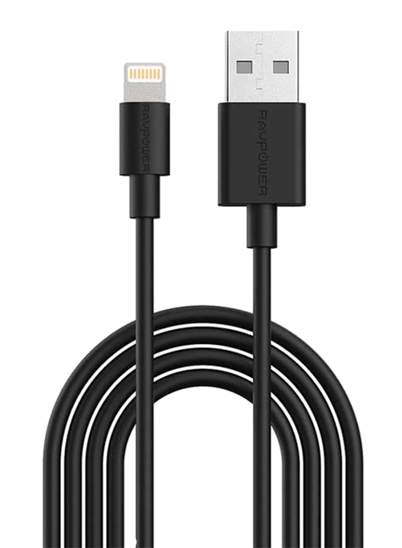 Rav Power 2-Meter Lightning Cable, USB A Male to Lightning for Apple iPod/iPhone/iPad, Black