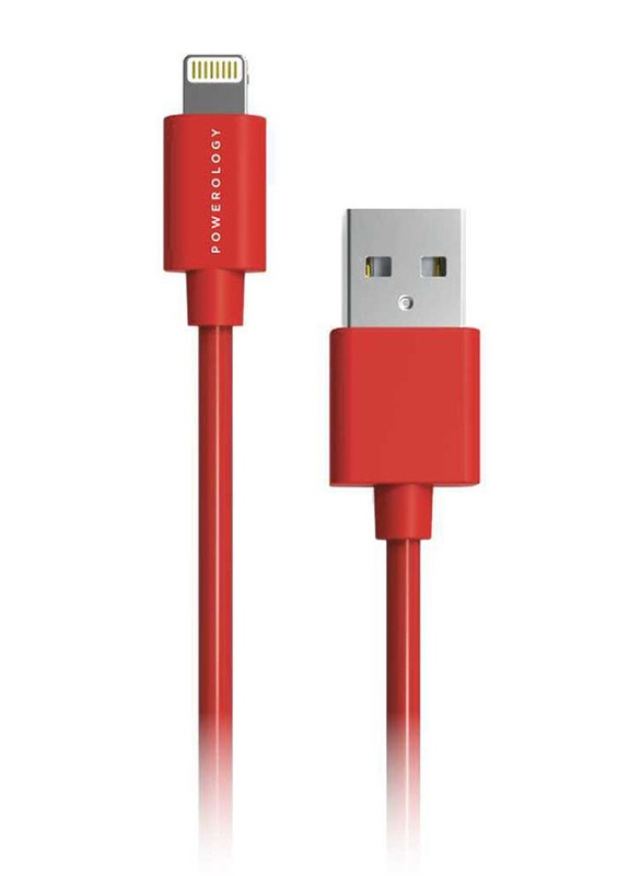 Powerology 1.2 Meter PVC Lightning Cable, USB A Male to Lightning for Apple Phone/Tablet, Red