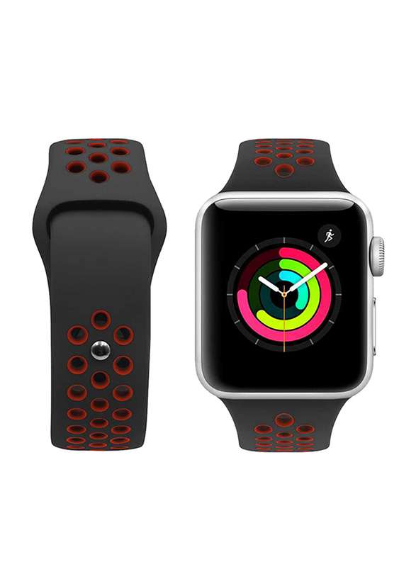 Porodo Apple Watch 44mm/42mm Nike Replacement Watch Band, Black/Red