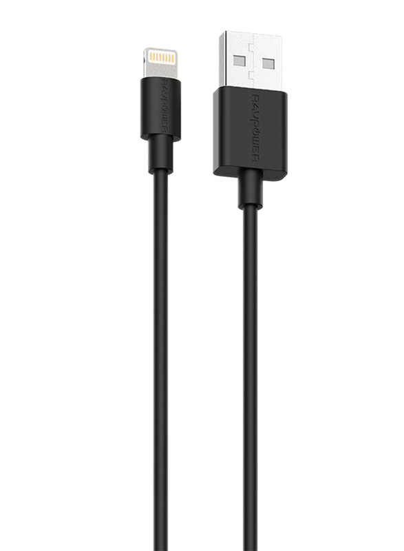 Rav Power 1-Meter Lightning Cable, USB A Male to Lightning for Apple iPod/iPhone/iPad, Black