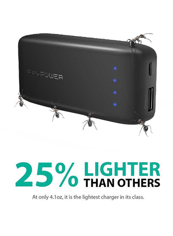 RAVPower 6700mAh Power Bank with iSmart 2.0 Technology, Black