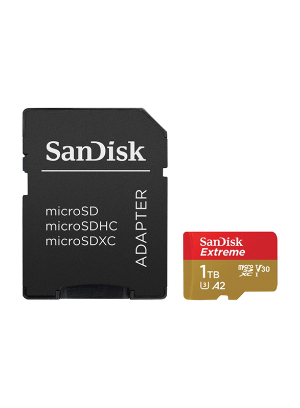 

SanDisk 1TB Extreme UHS-I microSDXC Memory Card with SD Adapter, Gold/ Red