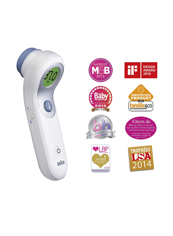 Braun No Touch Plus Touch Forehead Thermometer for Baby Kids and Adults, White/Blue