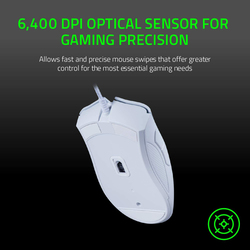 Razer Deathadder Essential Wired Optical Gaming Mouse 6400 DPI Optical Sensor, White