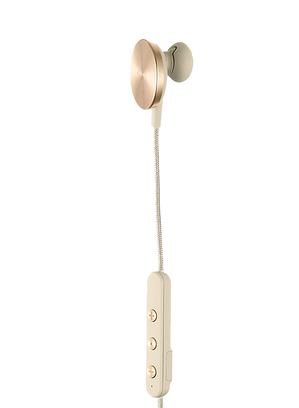 Iam Plus Buttons Bluetooth In-Ear Noise Cancelling Headphones, Gold/White