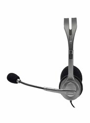 Logitech H110 Stereo 3.5 mm Jack On-Ear Noise Cancelling Headset with Mic, Grey