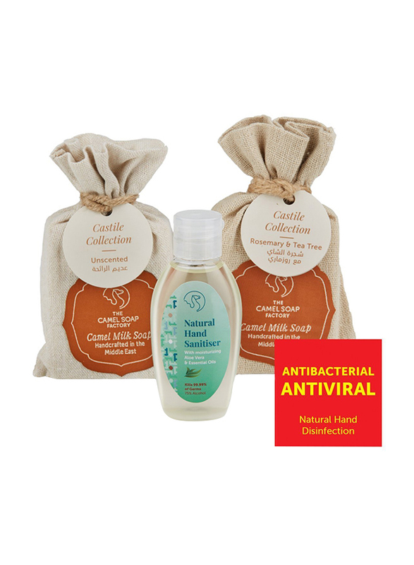 The Camel Soap Factory Castile Collection Rosemary & Tea Tree Natural Hand Sanitizer Pack, 3 Pieces