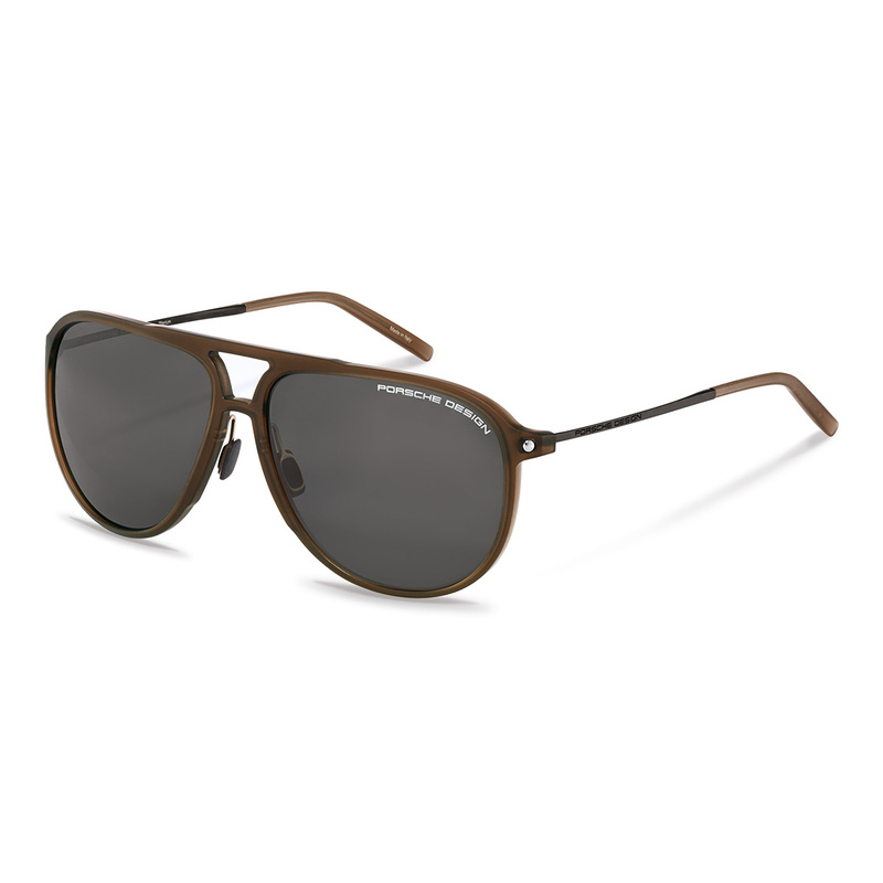 

Porsche Design Polarized Full-Rim Round Brown Sunglasses for Unisex, Grey Polarized Lens, P8662 B, 62/14/145