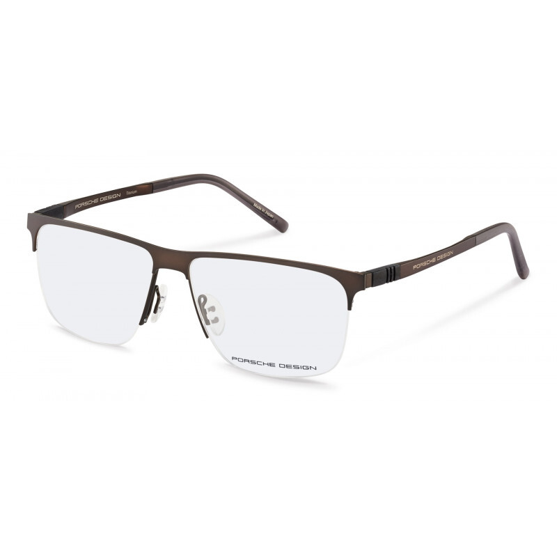 

Porsche Design Half-Rim Rectangle Brown Eyeglass Frame for Men, Clear Lens, P8324, 57/14/145