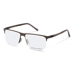 Porsche Design Half-Rim Rectangle Brown Eyeglass Frame for Men, Clear Lens, P8324, 57/14/145