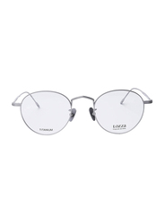 Lozza Full-Rim Round Silver Eyeglass Frame for Men, Clear Lens, VL2297 0580, 49/22/145