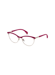 Police Sparkle 8 Full-Rim Cat Eye Shiny Grey Gold Pink Eyeglasses Frame for Women, VPL629 5308FF, 53/18/140