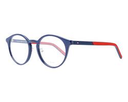 Tommy Hilfiger Full-Rim Round Blue/Red Eyeglass Frames Unisex, Clear Lens, Th1579/F 0PJP 00, 50/20/145