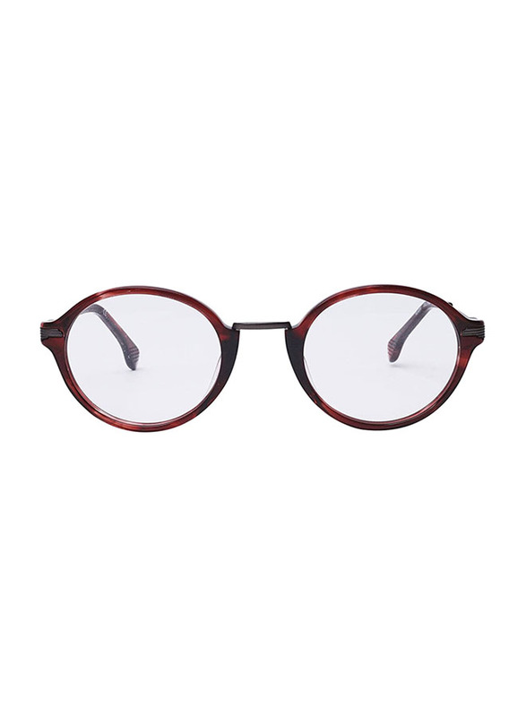 Lozza Full-Rim Round Red Eyeglass Frame for Men, Clear Lens, VL4099 01EW, 48/23/140