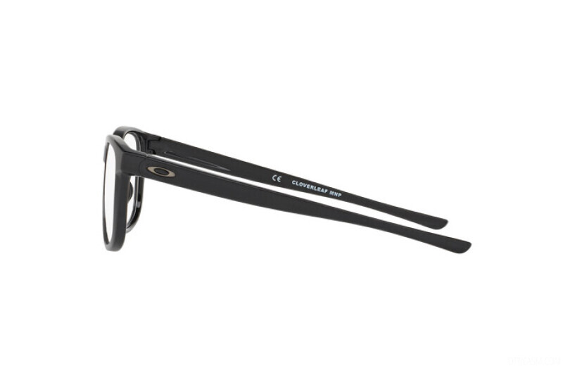 Oakley Cloverleaf MNP Full-Rim Square Polished Black Eyeglass Frame Unisex, Clear Lens, 0OX8102 810202, 52/18/135