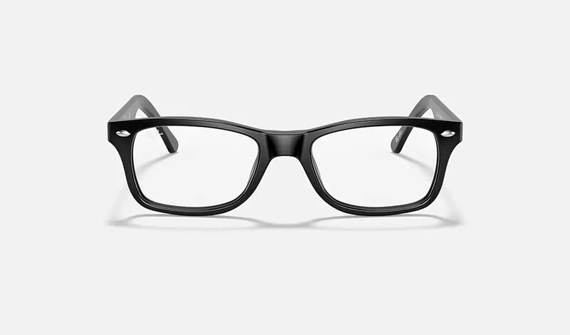 Ray-Ban Full-Rim Square Gloss Black Eyeglass Frames for Unisex, Clear Lens, RX5228F-2000, 53/17/140