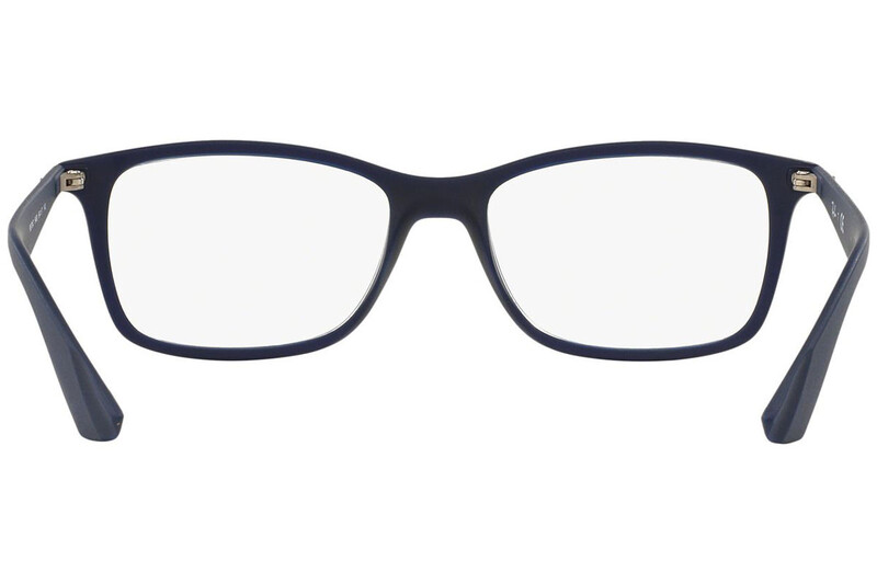 Ray-Ban Full-Rim Rectangular Matte Dark Blue Eyeglass Frame for Men, Transparent Lens, RX7047 5450, 56/17/145