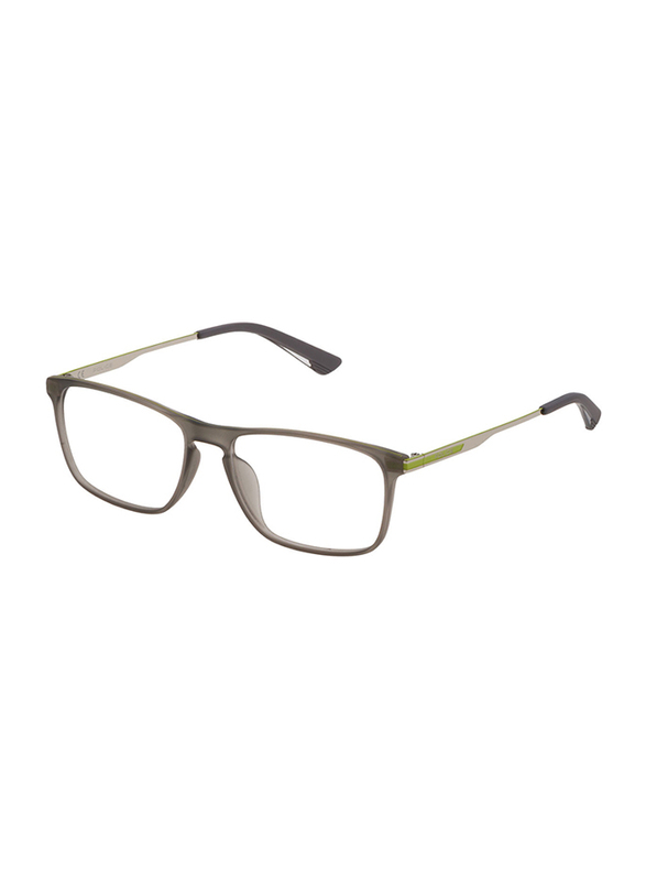 Police Summertime 3 Full-Rim Rectangle Transparent Dark Grey Eyeglass Frame for Men, Clear Lens, VPL697 0V90, 53/16/145