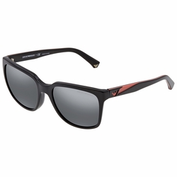 Emporio Armani Full-Rim Square Black Sunglasses for Women, Grey Lens, EA4070F 50176G, 55/19/140