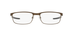 Oakley Steel Plate Full-Rim Rectangle Powder Pewter Brown Eyeglass Frame for Men, Clear Lens, 0OX3222 3222 04, 52/18/141