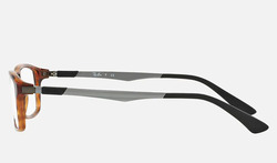 Ray-Ban Full-Rim Rectangle Brown/Grey Eyeglass Frames for Men, Clear Lens, 0RX7017 5687, 52/17/145