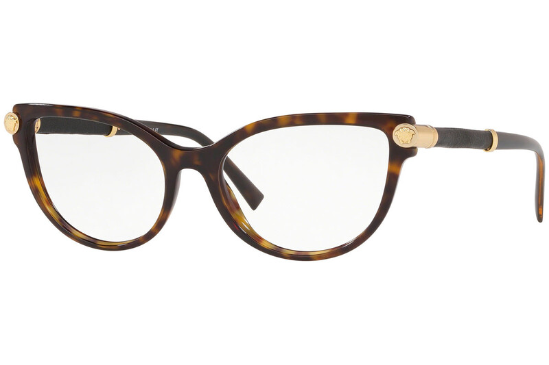Versace Full-Rim Cat Eye Dark Havana Brown Eyeglass Frame for Women, Transparent Lens, VE3270Q 108, 54/17/140