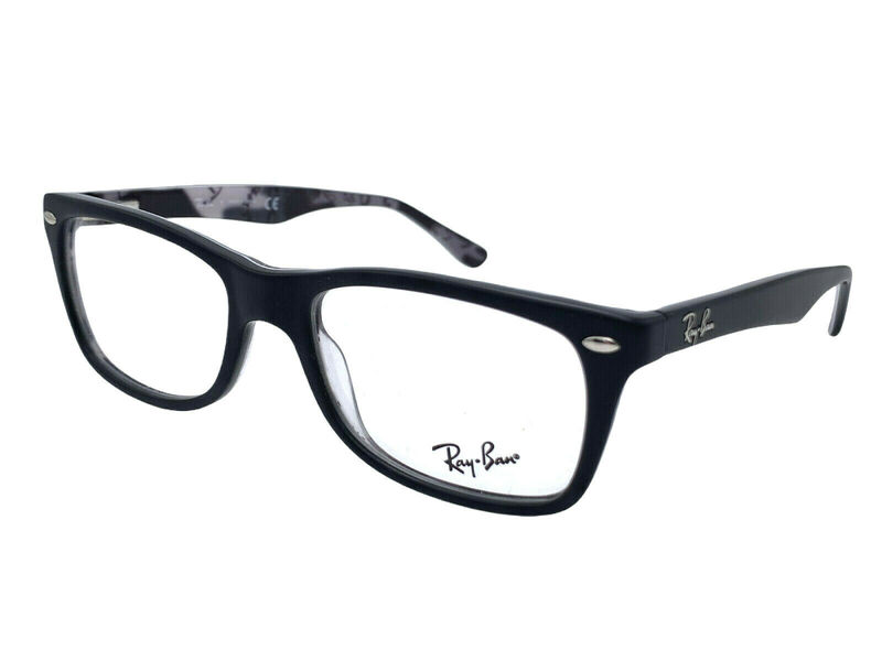 Ray-Ban Full-Rim Square Black Eyeglass Frame Unisex, Clear Lens, RX5228 5405, 53/17/140